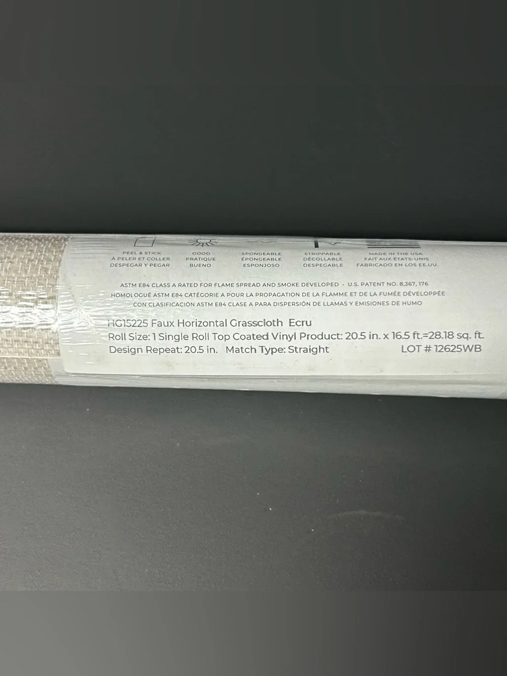 Wallpaper Tempaper Faux Grasscloth Horizontal Ecru Textured Removable Peel Stick